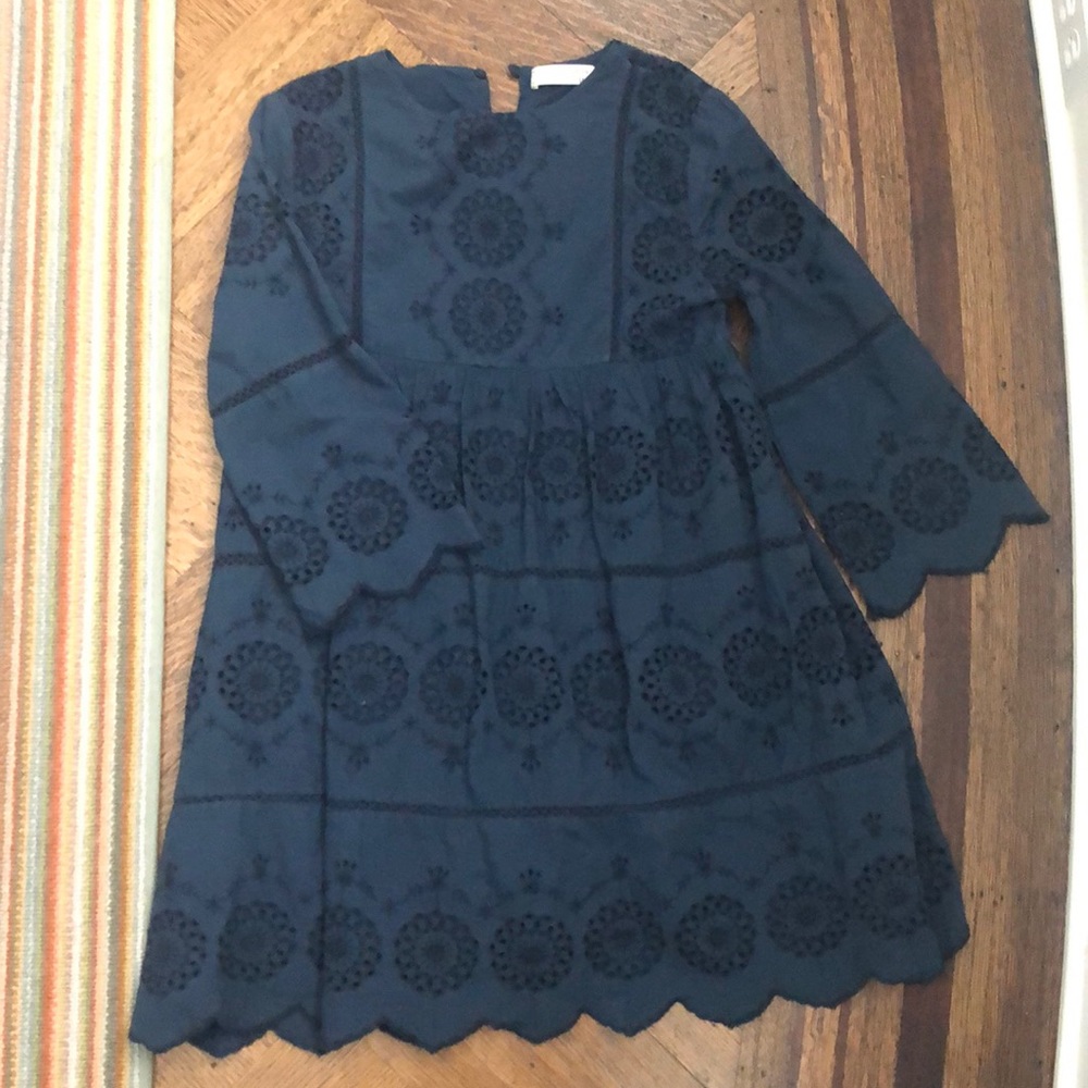 Navy eyelet boho dress